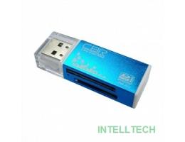 USB 2.0 Card reader  синий цвет, All-in-one, Micro MS(M2), SD, T-flash, MS-DUO, MMC, SDHC,DV,MS PRO, MS, MS PRO DUO Speed Rate "Glam" Blue 