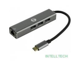 VCOM DH311A Кабель-концентратор USB 3.1 Type-Cm --> RJ-45+3port USB3.0(f)  Aluminum Shell VCOM [DH311A] [4895182246775]