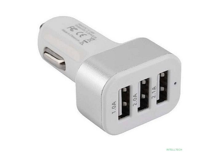 Cablexpert Адаптер питания 12V->5V 3-USB, 2.1/2/1A, белый (MP3A-UC-CAR17)