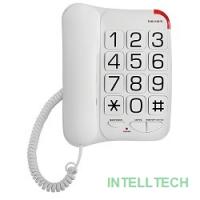 TEXET TX-201 белый { проводной, повторный набор номера, кнопка выключения микрофона, регулятор громкости звонка, белый}