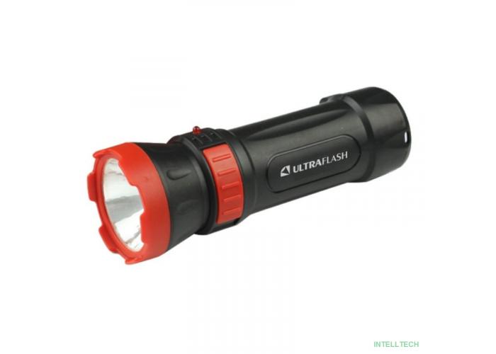 Ultraflash LED3849   (фонарь аккум.220В, черный, 1 LED, 2 реж.,SLA, пластик, коробка)