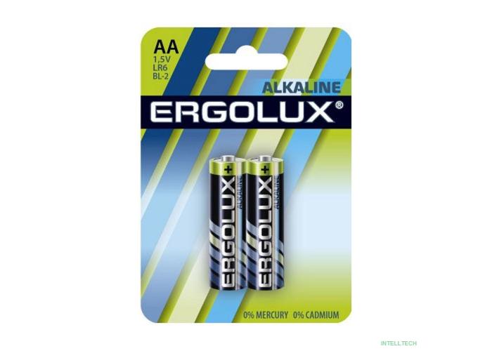 Ergolux  LR6 Alkaline BL-2 (LR6 BL-2, батарейка,1.5В)  (2 шт. в уп-ке)