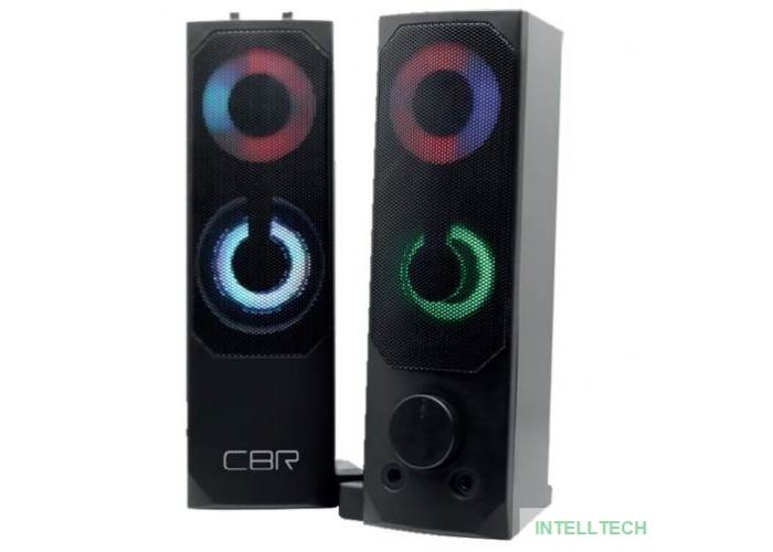 CBR CMS 514L Black, Акустическая система 2.0, питание USB, 2х3 Вт (6 Вт RMS), пластик, RGB-подсветка, конструкция-транформер, 3.5 мм лин. стереовход, регул. громк., длина кабеля 1,3 м, цвет чёрный