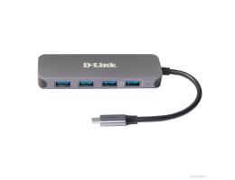 D-Link DUB-2340/A1A Концентратор с 4 портами USB 3.0 (1 порт с поддержкой режима быстрой зарядки), 1 портом USB Type-C/PD 3.0 и разъемом USB Type-C