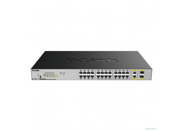 D-Link DGS-1026MP/B2A Неуправляемый коммутатор с 24 портами 10/100/1000Base-T, 2 комбо-портами 100/1000Base-T/SFP (24 порта PoE 802.3af/at, PoE-бюджет 370 Вт)