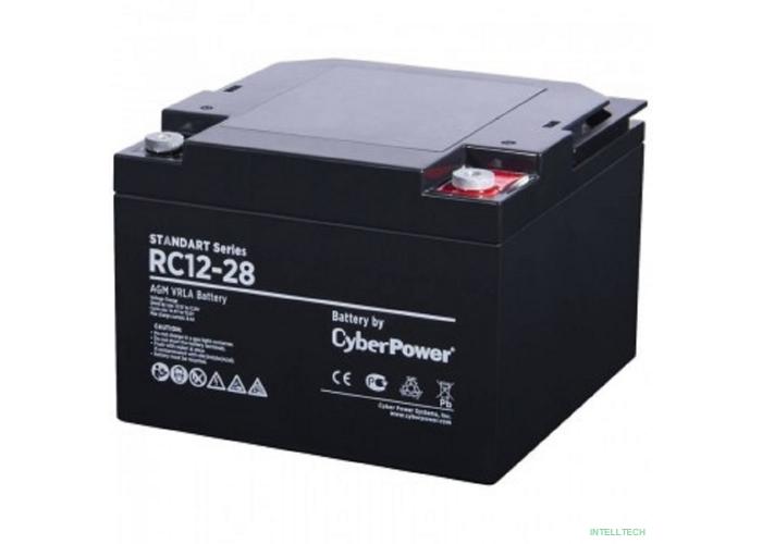 CyberPower Аккумуляторная батарея RC 12-28 12V/28Ah {клемма М6, ДхШхВ 166х175х125мм., высота с   клеммами125, вес 9,1кг., срок службы 6 лет}