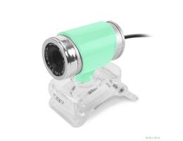 CBR CW 830M Green, Веб-камера с матрицей 0,3 МП, разрешение видео 640х480, USB 2.0, встроенный микрофон, ручная фокусировка, крепление на мониторе, длина кабеля 1,4 м, цвет зелёный