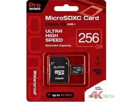 Micro SecureDigital 256Gb QUMO QM256GMICSDXC10U3 {MicroSDXC Class 10 UHS-I, SD adapter}
