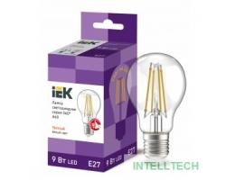 Iek LLF-A60-9-230-30-E27-CL Лампа LED A60 шар прозр. 9Вт 230В 3000К E27 серия 360°    