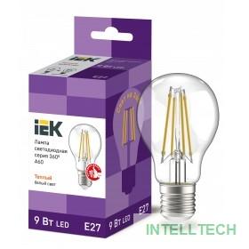 Iek LLF-A60-9-230-30-E27-CL Лампа LED A60 шар прозр. 9Вт 230В 3000К E27 серия 360°    