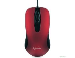 Gembird MOP-400-R красный USB {Мышь, бесшумный клик, 2 кнопки+колесо кнопка, 1000 DPI,  soft-touch, кабель 1.45м, блистер}
