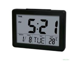 Perfeo Часы-будильник "Phyllis", чёрный, (PF-F2619) время, температура, дата [PF_C3737]