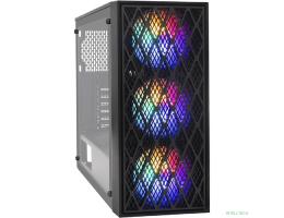 Exegate EX292859RUS Корпус Miditower ExeGate EVO-8243 (ATX, без БП, 2*USB+1*USB3.0, черный, 3 вент. с RGB подсветкой, боковая панель - закаленное стекло)