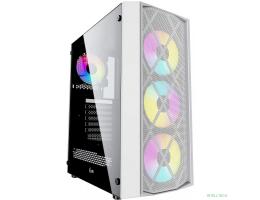 Powercase CMRMW-L4 Корпус Rhombus X4 White, Tempered Glass, Mesh, 4x 120mm 5-color LED fan, белый, ATX  (CMRMW-L4)
