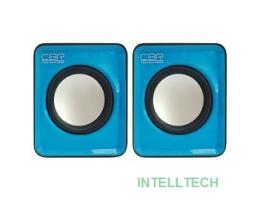 CBR CMS 90 Blue, Акустическая система 2.0, питание USB, 2х3 Вт (6 Вт RMS), материал корпуса пластик, 3.5 мм линейный стереовход, регул. громк., цвет голубой