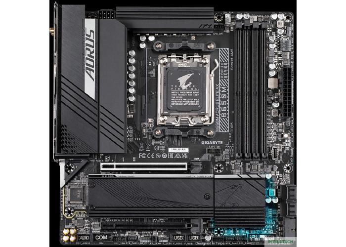 Gigabyte B650M AORUS ELITE AX {Socket AM5, AMD B650, 4xDDR5-5200, HDMI+DP, 2xPCI-Ex16, 4xSATA3(RAID 0/1/10), 2xM.2, 8 Ch Audio, 2.5GLan, WiFi, (4+4)xUSB2.0, (7+2)xUSB3.2, (1+1)xUSB3.2 Type-C™, mATX}