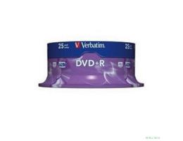 Verbatim Диски DVD+R  4.7Gb 16х, 25 шт, Cake Box (43500)