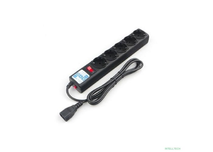 PowerCube Фильтр-удлинитель (SPG5-В3) 3.0 м, 5 розеток, д/подкл. к UPS (C14), 10А/2,2кВт, черный