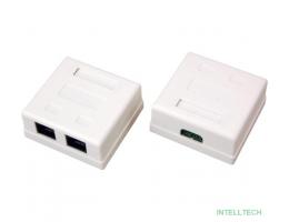 REXANT (06-0105-C) Розетка сетевая LAN, на стену, 2 гнездо 8Р8С (RJ-45), CAT 5е