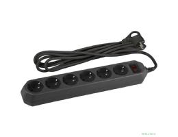 Эра Б0037265 Сетевой фильтр USF-6es-5m-B с базовой защитой с заземлением с выключателем 6 розеток 5м 10А черный