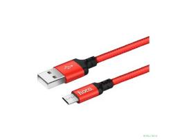 HOCO HC-62851 X14/ USB кабель Micro/ 1m/ 2A/ Нейлон/ Red&Black