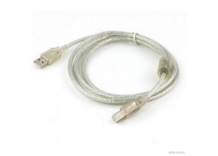 Cablexpert Кабель USB 2.0 Pro, AM/BM, 1,8м, экран, феррит.кольцо, прозрачный (CCF-USB2-AMBM-TR-6)