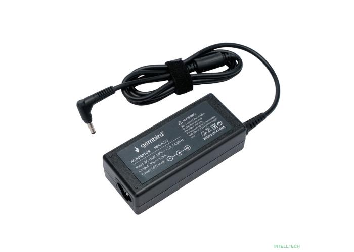 Gembird Блок питания для ноутбуков Lenovo 20В/3,25А, 65Вт, 1 штекер 4.0х1,7мм (NPA-AC22)