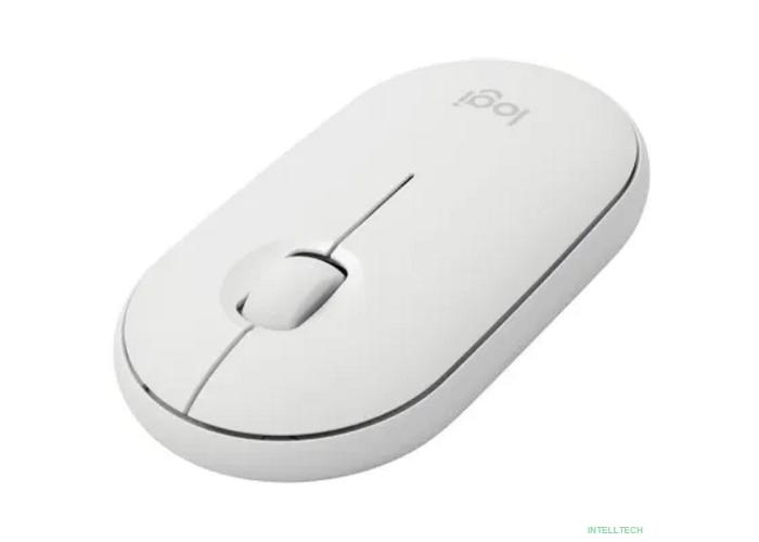 910-005716/910-005541 Мышь Logitech Pebble M350 белый оптическая (1000dpi) silent беспроводная BT USB для ноутбука (3but)