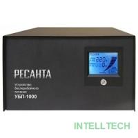 Ресанта УБП-1000 61/49/4 Устройство бесперебойного питания { 800 Вт напр. АКБ 24 В,  макс.время работы 22ч, диапоз140-260Вт  210x90x240, 2,5 кг}