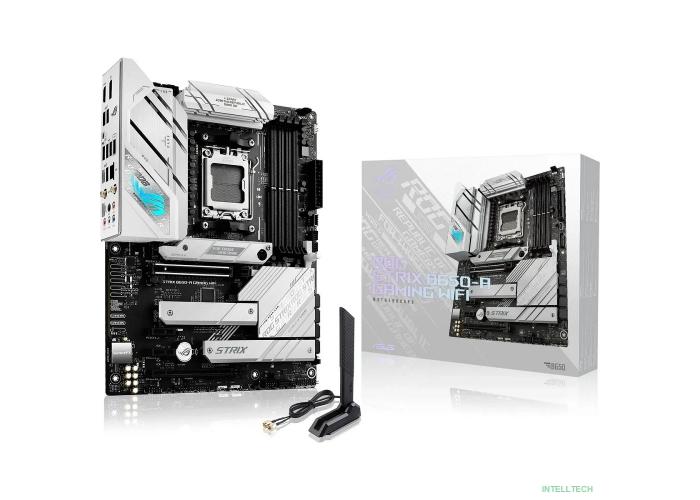 ASUS ROG STRIX B650-A GAMING WIFI (Socket AM5, ATX, 4xDDR5(128GB), HDMI 2.1/DP, 2xPCIe 4.0x16,/2xPCIe 4.0, 1xLAN (2.5GbE), Wi-Fi, BT, 4xSATA 6Gb/s, 3xM.2, 2xType-C, 7xUSB 3.2, 4xUSB 2.0)