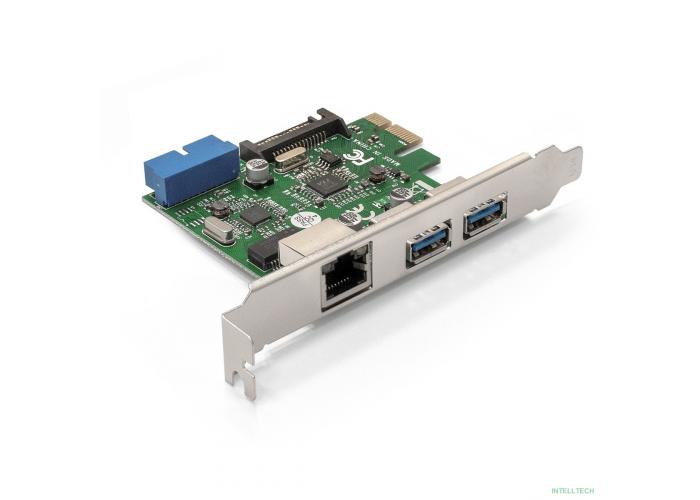 Exegate EX290278RUS Контроллер ExeGate EXE-362 PCI-E 2.0, 2*USB3.0 ext + 1*USB3.0 int + LAN UTP 1000Mbps, разъем доп.питания (OEM) 