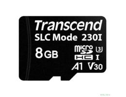 Промышленная карта памяти Micro SecureDigital 8GB Transcend 230I,3D NAND TLC, темп. режим от -40? до +85?, без адаптера (TS8GUSD230I)