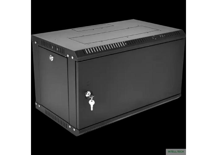 ЦМО Шкаф телекоммуникационный настенный разборный ЭКОНОМ 6U (600 x 350) дверь металл, цвет черный (ШРН-Э-6.350.1-9005)