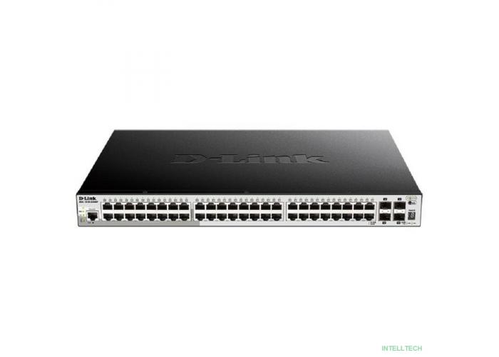 D-Link DGS-1250-52XMP/A1A Настраиваемый L2 коммутатор с 48 портами 10/100/1000Base-T и 4 портами 10GBase-X SFP+ (48 портов PoE 802.3af/at, PoE-бюджет 370 Вт) 