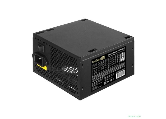 Exegate EX282044RUS Блок питания 600W Exegate 600PPH-LT, 80+, RTL, ATX, black, APFC, 12cm, 24p, (4+4)p, 5*SATA, 3*IDE