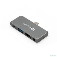 Exegate EX297633RUS Док-станция 5-в-1 ExeGate DUB-31C/PD/HA (кабель-адаптер USB Type-C --> 1xUSB3.0 + Type-C DATA (480MB/s) + PD 100W + HDMI 4K@30Hz + Audio, Plug&Play, подходит для iPad Pro и мобильн