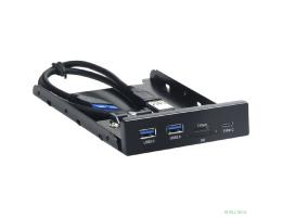 Планка USB 3.0 на переднюю панель 3.5" Gembird, 2 порта USB и порт Type-C, SD+TF, коробка (FP3.5-USB3-2A1C-CR)