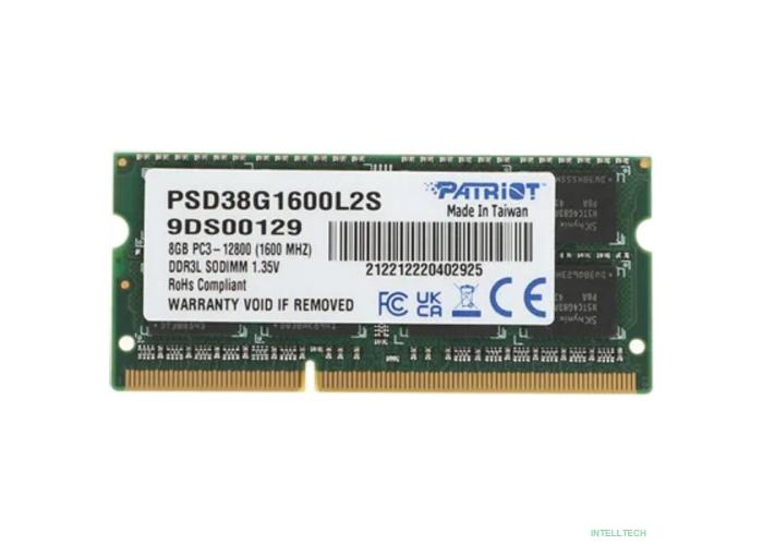 Patriot DDR3 SODIMM 8GB PSD38G1600L2S (PC3-12800, 1600MHz, 1.35V)