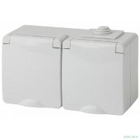 Эра Б0035991 11-2603-03 Розетка 2x2P+E гориз. IP65, 16A-250В, ОУ, серый, Эксперт