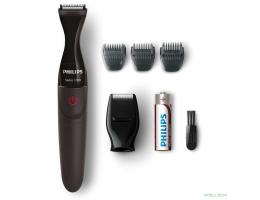 PHILIPS MG1100/16  Компактный триммер для бороды, работа от батареек,3 гребня (1-3-5мм), насадка-бритва, черный.