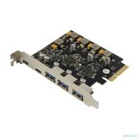 ORIENT AM-U3142PE-3A2C, Контроллер PCI-Ex4 v3.0, USB 3.2 Gen2, скорость до 10 Гбит/с, 5-port ext (3xType-A + 2xType-C), ASM3142+VL820-Q8 chipset, Self powered (31351)