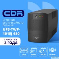 ИБП CBR [UPS-TWP-101EJ-650] 650VA/390W, Schuko CEE 7 x2 outlets, LED, USB Type-B, RJ11/45 AVR, SEC, 12V/7Ah