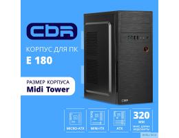 CBR Корпус ATX Miditower E180, без БП, 2*USB 3.0, 2*USB 2.0, HD Audio+Mic, Black [PCC-ATX-E180-USB32-USB22-WPSU]