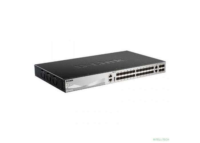 D-Link DGS-3130-30S/B1A PROJ Управляемый L3 стекируемый коммутатор с 24 портами 1000Base-X SFP, 2 портами 10GBase-T и 4 портами 10GBase-X SFP+