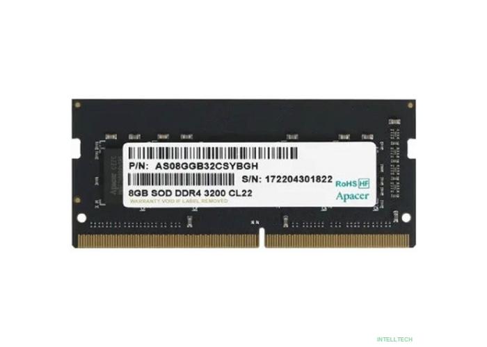 Apacer DDR4 8GB 3200MHz SO-DIMM (PC4-25600) CL22 1.2V (Retail) 1024*8  3 years (AS08GGB32CSYBGH/ES.08G21.GSH)