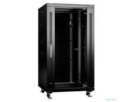 Cabeus SH-05C-22U60/80-BK Шкаф телекоммуникационный 19" напольный 22U 600x800x1166mm (ШхГхВ) передняя стеклянная и задняя сплошная металлическая двери, ручка с замком, цвет черный (RAL 9004)
