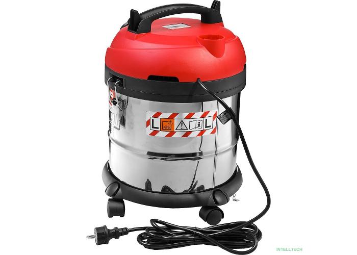 ЗУБР Пылесос строительный [ПУ-20-1400 М3] { модель М3-20, 20 л, 1400 Вт, сухая и влажная уборка, корпус из нержавеющей стали, розетка до 2000Вт }