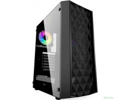 Powercase CMDM-L1 Корпус Diamond Mesh LED, Tempered Glass, 1x 120mm 5-color fan, чёрный, ATX  (CMDM-L1)