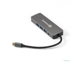 Exegate EX293984RUS Док-станция ExeGate DUB-31C/PD/H (кабель-адаптер USB Type-C --> 3xUSB3.0 + PD 60W + HDMI 4K@30Hz, Plug&Play, серый)