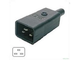 Hyperline CON-IEC320C20 Разъем IEC 60320 C20 220В 16A на кабель, контакты на винтах (плоские выступающие штыревые контакты в пластиковом обрамлении), прямой